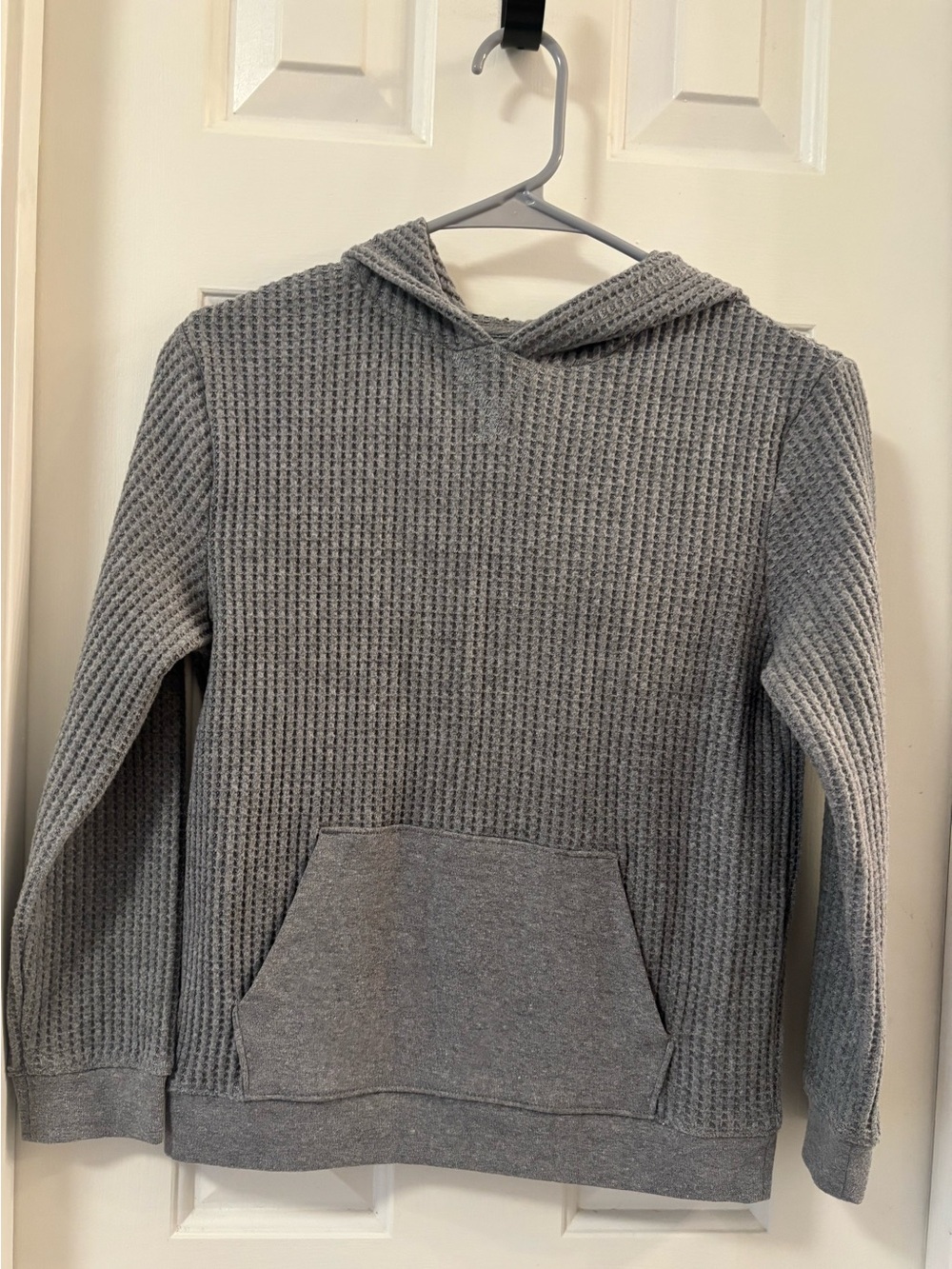 Cat & Jack Boys Gray Waffle Knit Pullover Hoodie